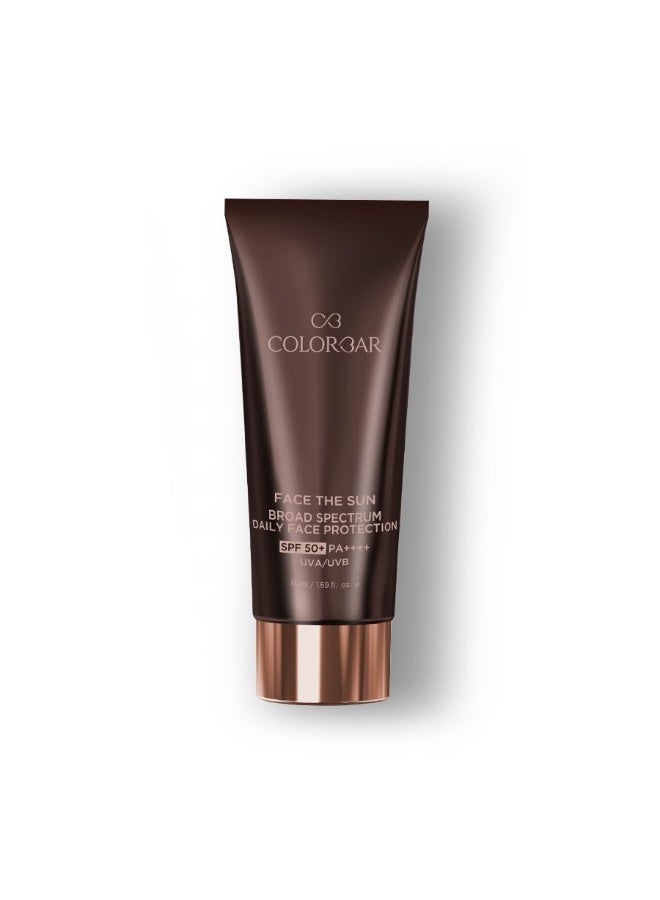 Colorbar Face the Sun Broad Spectrum Daily Face Protector, 50 ml | Enriched with Olive Leaf Extract and Vitamin E | 100% Vegan, Paraben Free and cruelty free - Image 1